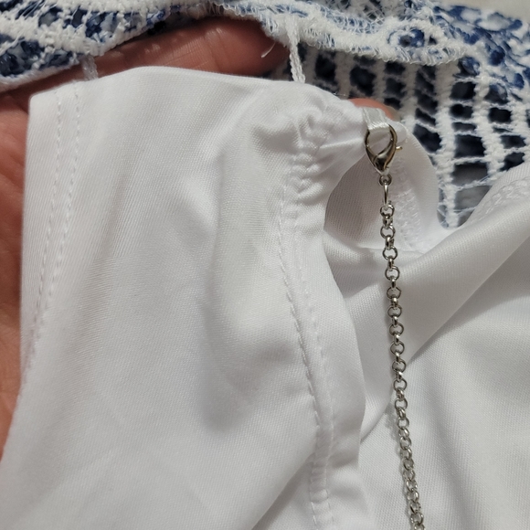 Alfred Dunner Denim Friendly Layered-Look Necklace Top Size 2X NWT White Blue - Picture 8 of 16